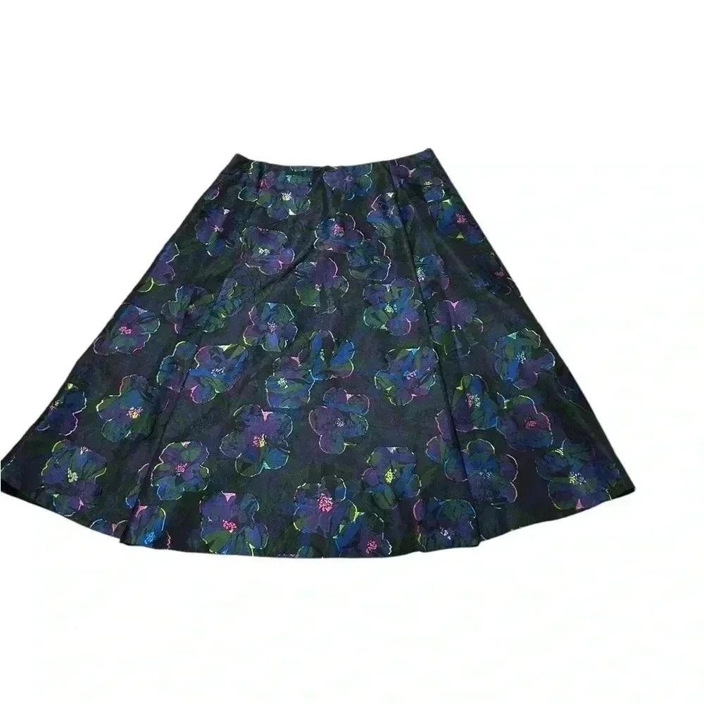Kate Spade Black Floral A-Line Skirt